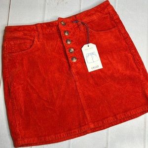 NWT - Cello Cognac Corduroy Mini Skirt - Size Medium